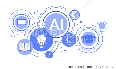 Artificial Intelligence and Education Icons Set 2 127604989