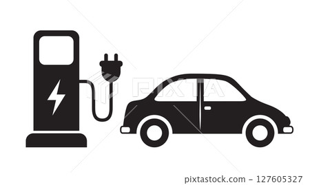 charging station for hybrid and electric vehicles isolated vector illustration 127605327