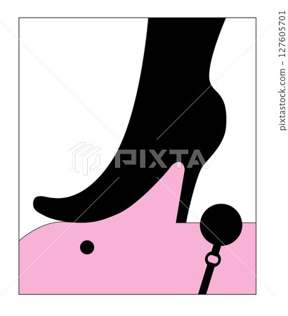 Sadomasochism in illustrator with a shoe of a dominant woman Sadomasochism in illustrator with a shoe of a dominant woman 127605701