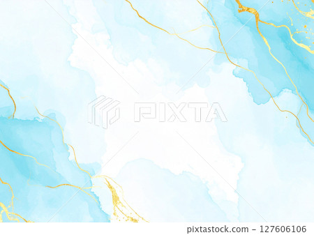 Light blue watercolor and gold background texture 127606106