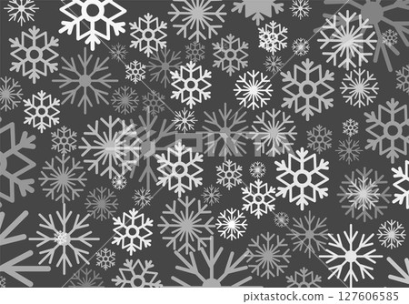 This vector illustration features an array of snowflakes in different shapes and sizes against a dark background. The design embraces a festive Christmas vibe, perfect for seasonal decorations 127606585