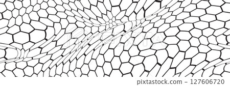Graphene carbon atoms are organized in a honeycomb pattern to generate a seamless three-dimensional undulating structure 127606720