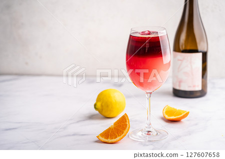 Glass of red wine spanish cocktail 127607658