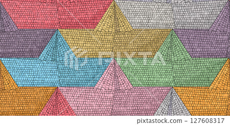 Folded paper boats mosaic pattern 127608317