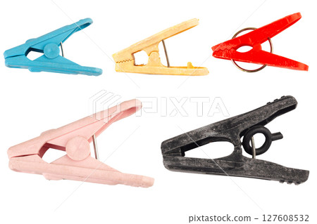 Clothes peg on white tool retro 127608532