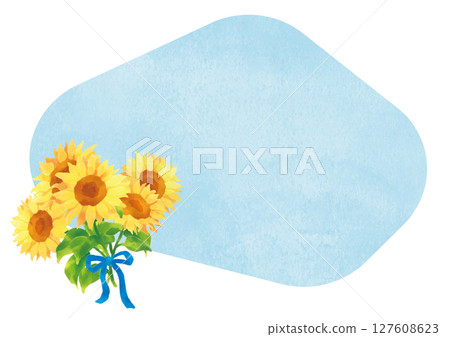 仰望夏日天空的向日葵花束框架 127608623