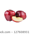 Fresh Red Apples with Slice on White Background 127608931