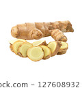 Fresh Jerusalem Artichoke Slices on White Background 127608932