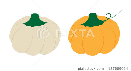 Hand Drawn White and Orange Pumpkins Traditional Autumn Holidays and Seasonal Fruit Sticker Icon Set Hand Drawn White and Orange Pumpkins Traditional Autumn Holidays and Seasonal Fruit Sticker Icon Set 127609034