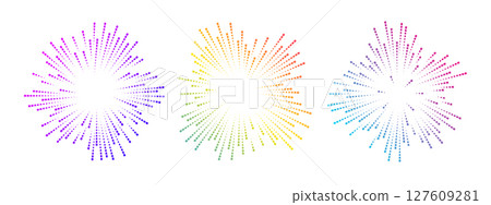 Abstract soundwave designs in circular shapes. Three vector colorful wave patterns radiate outward, representing sound and music concepts. 127609281
