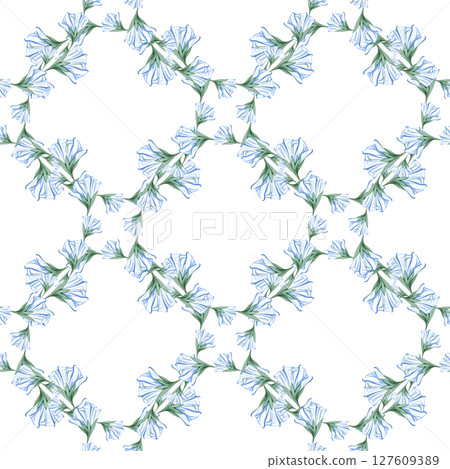 Seamless floral pattern, abstract nature ornament, flower print in delicate watercolor. Botanical design: hand drawn illustration 127609389