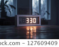 Close-up of a digital clock ticking midnight Close-up of a digital clock ticking midnight 127609409