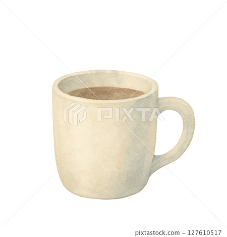 水彩插圖：熱咖啡杯 127610517