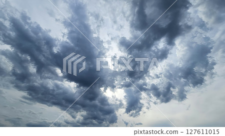 Dark blue thunder clouds in the sky, natural background Dark blue thunder clouds in the sky, natural background 127611015