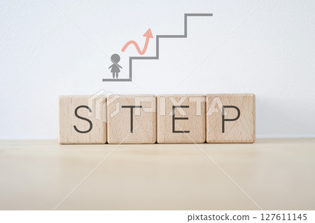Illustration of the letters STEP and an upward arrow, representing growth and challenge Illustration of the letters STEP and an upward arrow, representing growth and challenge 127611145