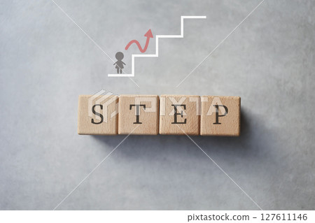 Illustration of the letters STEP and an upward arrow, representing growth and challenge Illustration of the letters STEP and an upward arrow, representing growth and challenge 127611146
