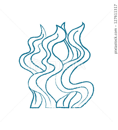 Aquatic seaweed silhouette. Underwater plant shape with a unique texture. Marine flora, doodle style, perfect for backgrounds, patterns, or as an artistic element in various projects. Aquatic seaweed silhouette. Underwater plant shape with a unique texture. Marine flora, doodle style, perfect for backgrounds, patterns, or as an artistic element in various projects. 127611317