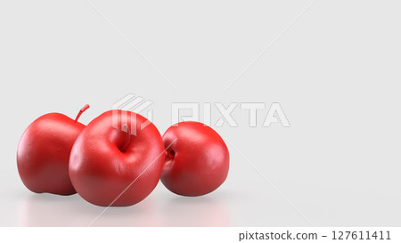 The Red Apple on white Background for Health concept 3d Rendering. The Red Apple on white Background for Health concept 3d Rendering. 127611411