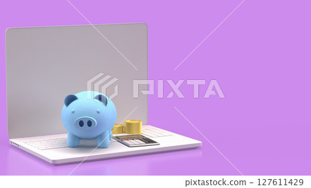 The Piggy bank and coins for earn or Business concept 3d Rendering. The Piggy bank and coins for earn or Business concept 3d Rendering. 127611429