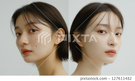 日本女性美容前後皮膚比較圖 127611482