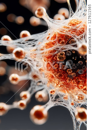 Abstract 3D Art Visualizing Molecular Chains - AI and Medical Innovation Materials 127611565
