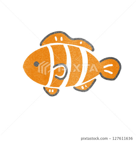郵票風格的小丑魚插圖 127611636