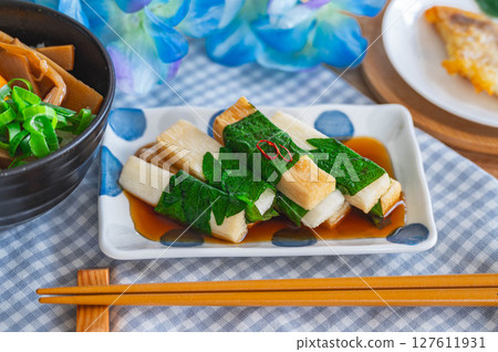 Chinese yam pickled in green shiso and soy sauce 127611931