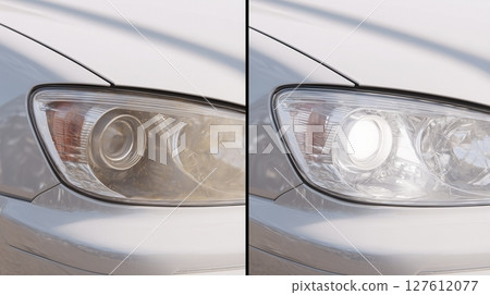 汽車大燈清潔前後對比範例照片 127612077