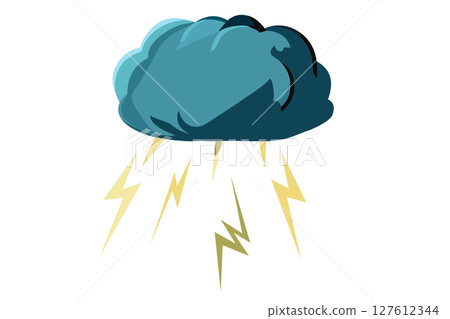 天氣插畫閃電雷聲雷雨 天氣插畫閃電雷聲雷雨 127612344