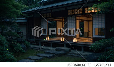 Veranda and fireflies 127612554
