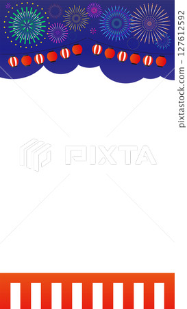 煙花和燈籠的矢量圖 127612592