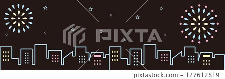 橫幅夏季煙火節夜景城市景觀建築剪影背景框架壁紙插圖素材 橫幅夏季煙火節夜景城市景觀建築剪影背景框架壁紙插圖素材 127612819