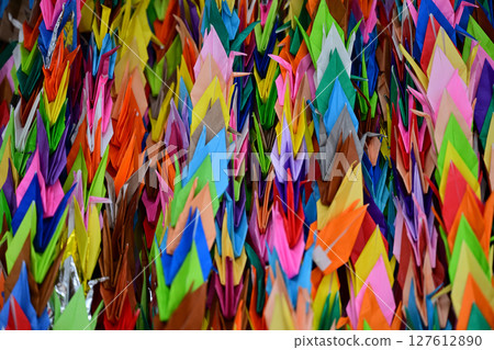 Colorful paper cranes origami Colorful paper cranes origami 127612890