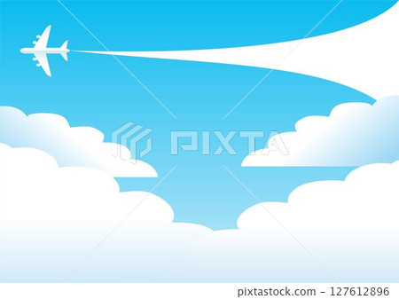 Airplane summer sky cloud frame banner advertising business copy space background wallpaper illustration material 127612896