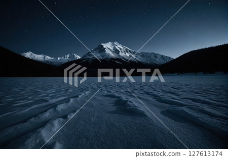 Starry Night Over Snow-Capped Peaks with Generative AI. 127613174