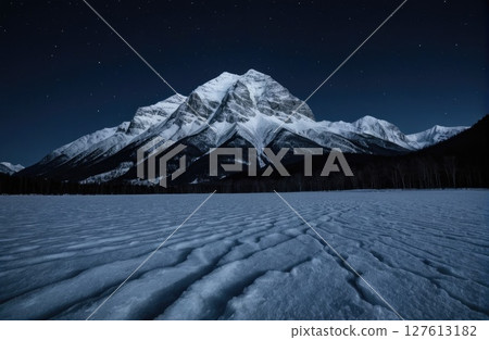 Starry Night Over Snow-Capped Peaks with Generative AI. 127613182