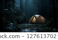 Glowing Tents in the Rain Forest: Silence of the Camp at Night 127613702