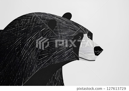 Bear, brown bear monochrome illustration (2D) 127613729
