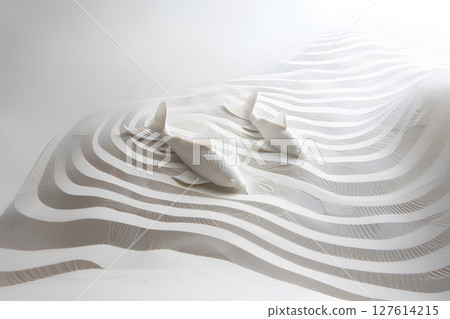 3D illustration of white fish 3D illustration of white fish 127614215