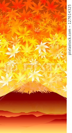 富士山秋葉楓葉秋天背景 127614325