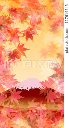 富士山秋葉楓葉秋天背景 127614343