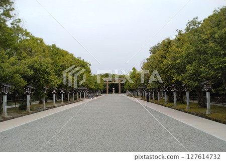 奈良縣歷史悠久的橛原神社的入口 奈良縣歷史悠久的橛原神社的入口 127614732