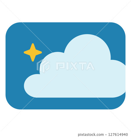 Cute night sky icon with clouds and stars 127614940