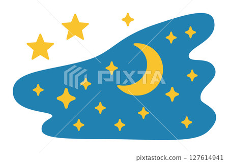 A fantastic night sky with a crescent moon and shining stars A fantastic night sky with a crescent moon and shining stars 127614941