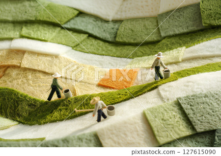 可愛的農耕場景(毛氈插畫)-2 可愛的農耕場景(毛氈插畫)-2 127615090