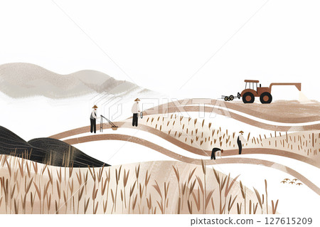 Autumn rice and wheat harvest scene-2 Autumn rice and wheat harvest scene-2 127615209