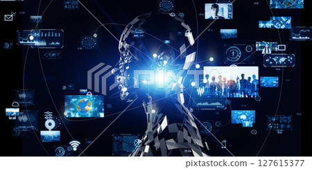 人工智慧和視訊技術拼貼橫幅和廣告的水平視覺 127615377