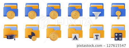 3d file folder data document information archive icon set bundle illustration 3d file folder data document information archive icon set bundle illustration 127615547
