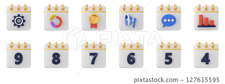 3d calendar schedule event reminder date month icon set bundle illustration 127615595