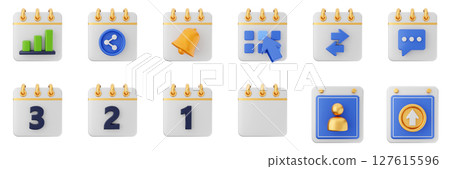 3d calendar schedule event reminder date month icon set bundle illustration 127615596